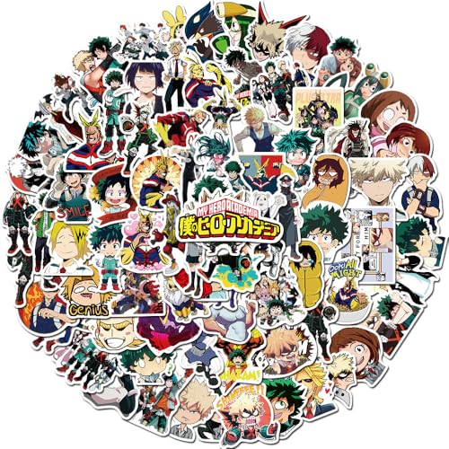 JCQAYB 100pcs Cartoon My Hero Academia Stickers for Kids Water Bottle Cute Waterproof Vinyl Stickers for Adult Teen Girl Laptop Skateboard Bike Guitar Travel Case Helmet Notebook Scrapbook