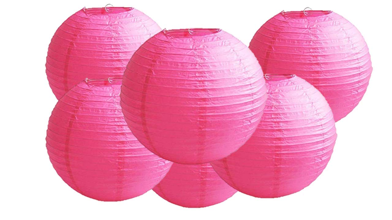 Paper Lanterns Mix Color Packs of 6 Round Paper Lanterns Lampshade (All Ivory/Cream, 12" (30 Cm)) — view 45
