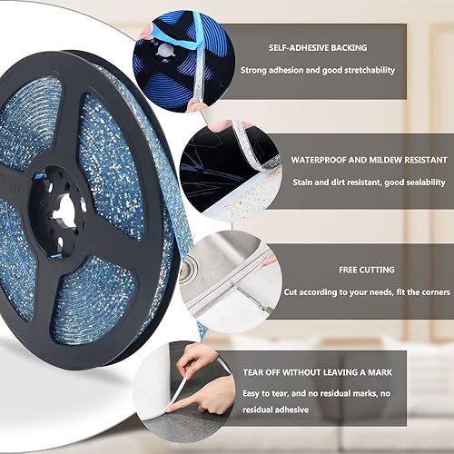 Miniatura 4 de Moldura de techo para despegar y pegar, moldura de pared flexible autoadhesiva, tira selladora de cinta de calafateo impermeable, cinta decorativa