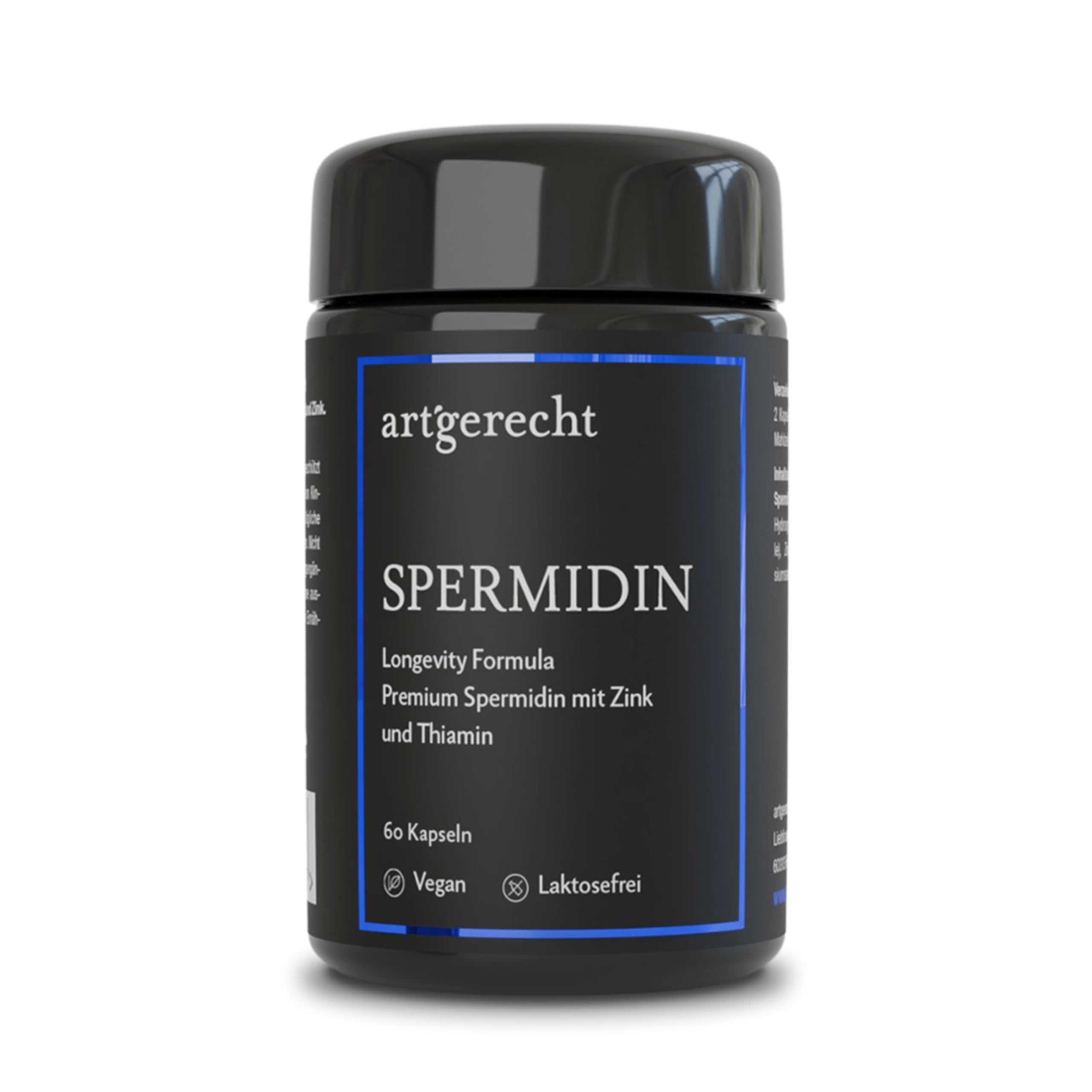 SPERMIDIN – 60 Kapseln mit 2 mg Spermidin pro Tag & CELVIO® Komplex aus Weizenkeimextrakt, Zink & Vitamin B1 | Unterstützt Zellschutz, Energie & geistige Leistung | Hochwertige Longevity-Formel, vegan