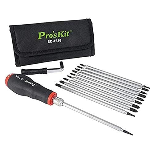 Pro'sKit SD-T636 - Juego de destornilladores dinamométricos, 12 piezas