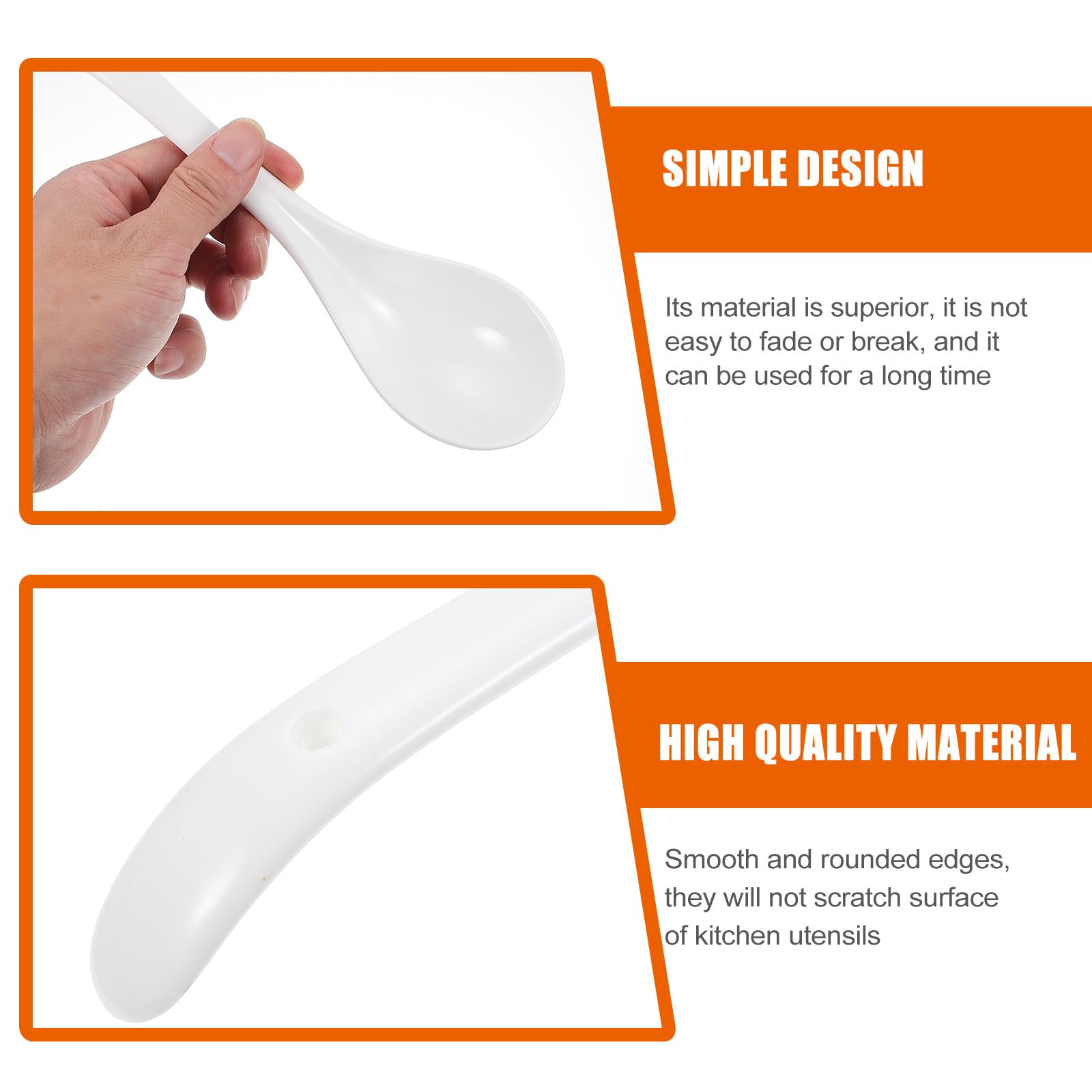 Uonlytech Lot de 6 Cuillères à Soupe en Céramique Blanche Légères et Résistantes, Design Simple et Élégant Cuisine Maison et Service de Table