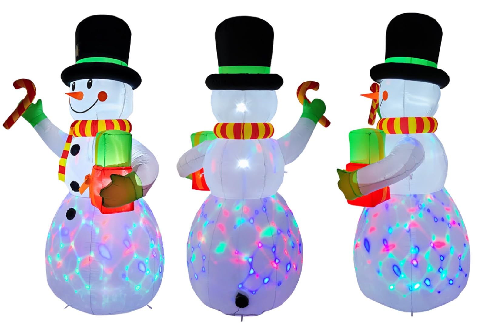 Famiglia di pupazzi di neve gonfiabili 200 cm, Decorazione natalizia gonfiabile con luci a LED sacchi di sabbia