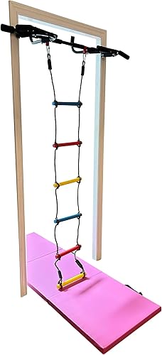 Miniatura 5 de Gimnasio de lujo para niños, juego de 6 piezas de columpio sensorial para interiores + barra de dominadas, asiento de columpio, red de carga de