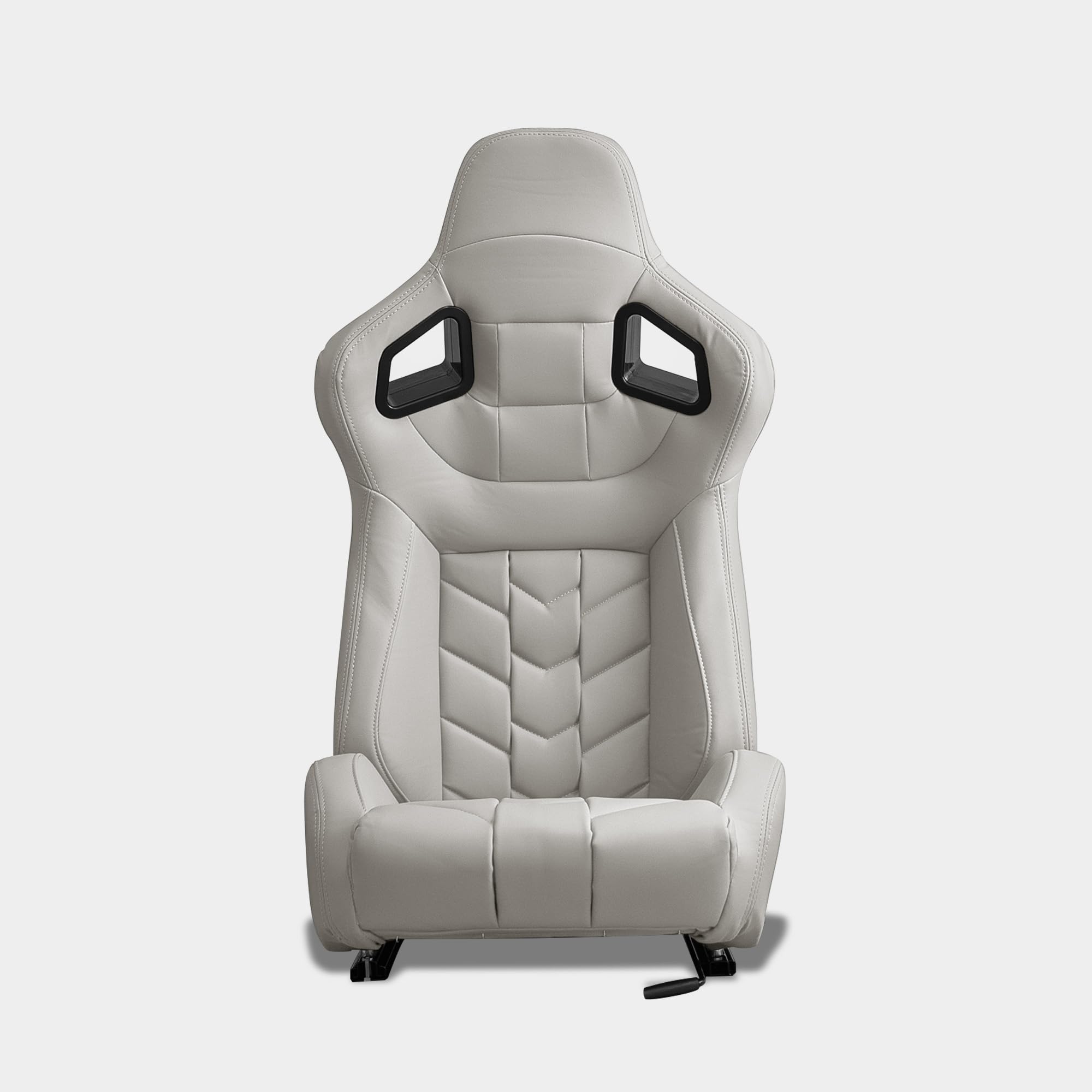 M MODAUTO Semibaquet B.E Cuero Blanco/Detalles en Forma De Figura,Semibaquet Deportivo,Adaptable para Coches,Ríeles Incluidos,para Coche y Simulador de Conducción (N501L)