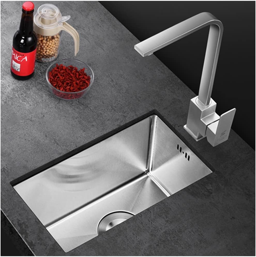 Single Bowl Kitchen Sink Balcony Mini Handmade Pool SUS304 Stainless Steel Kitchen Sink Set Drop In Or Undermount (Silver 26x43x22cm) (Silver 26x43x22cm)