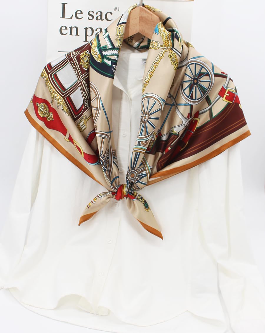 ANDANTINO 100% Pure Mulberry Silk Scarf 35" Large Square Lightweight Headscarf –Women’s Hair Wraps-With Gift Packed - Image 4