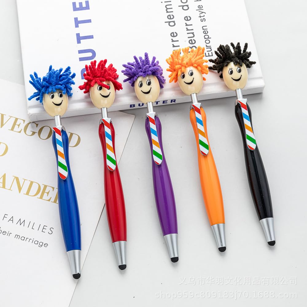 Arthink Pack of 20 Mop Head Ballpoint Pens Funny Mop Topper Pens with Plush Hair Writing Click Pen — view 7