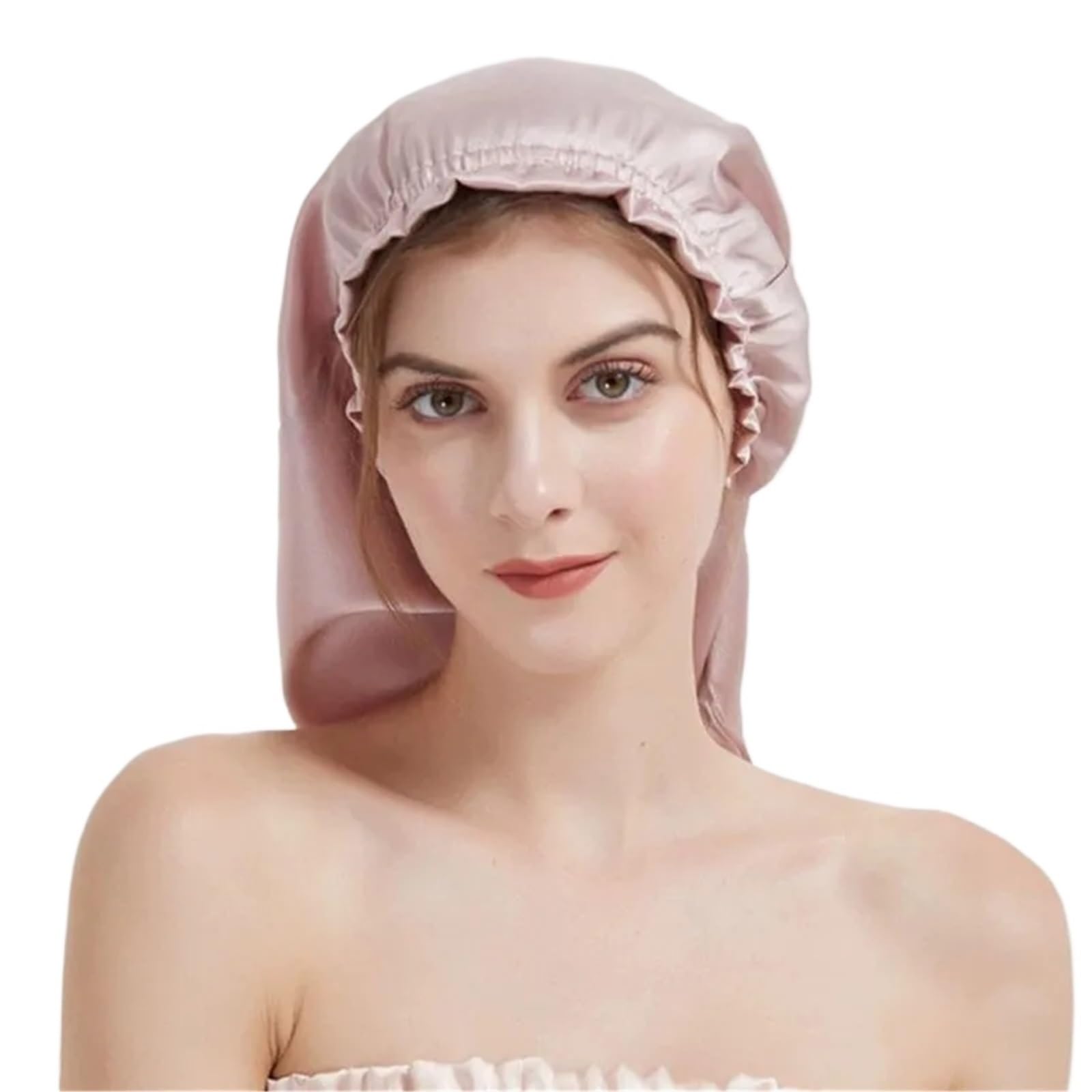 Seiden-Schlafhaube Seidenschlafmütze for langes Haar, Haube mit weichem Gummiband for die Haarpflege von Frauen und verschiedene Haare(Pink)