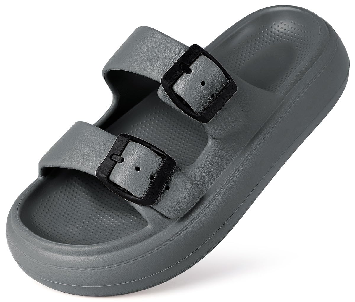 Gaatpot Zapatilla de Baño Niños Niña Chanclas Zapatos de Playa y Piscina Ajustable Doble Hebilla Sandalias Antideslizantes Gris 33/34 EU
