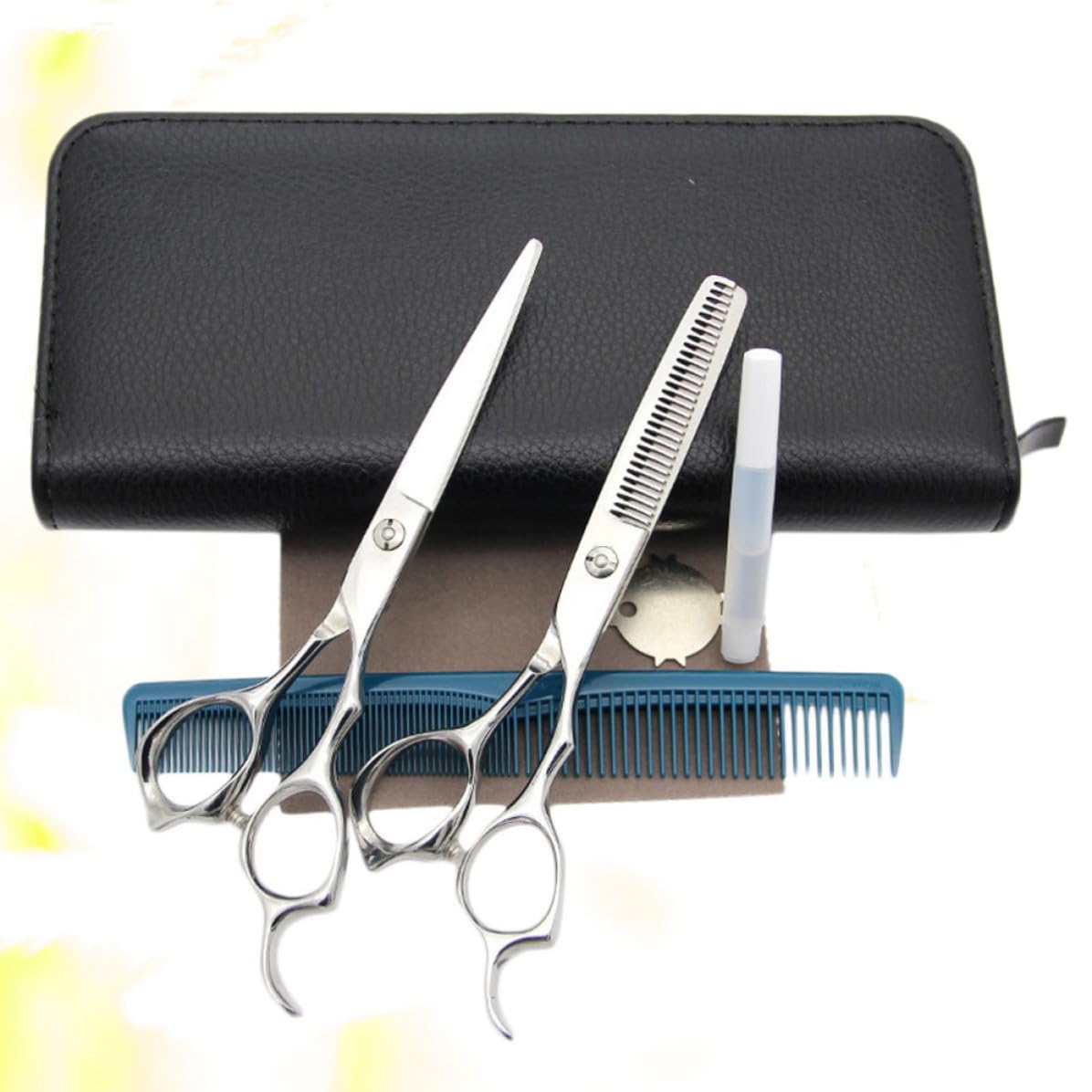 Tijeras de Peluquería, Tijeras Cabello, Acero Inoxidable, Corte Recto y Entresacado, Diseño Ergonómico, para Barbería y Uso Doméstico, y Mayores