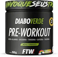 FTW Pré-Treino Diabo Verde - Energia Extrema, Força e Foco - Potência Hardcore com Cafeína, Beta-Alanina - Para Treinos Intensos - sabor: Arco Iris - Pote 150g