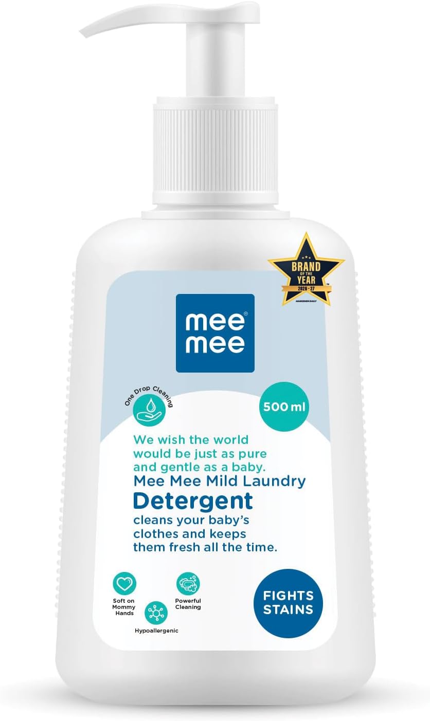 Mee Mee Baby Liquid Detergent 500 ml | pH-Balanced Anti-Bacterial Formula | Scent: Mild Fresh | Free from Harsh Chemicals, Safe for Mother’s Hands & Baby’s Skin | Removes Stains & Odor