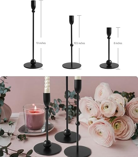 Miniatura 9 de Black Candlestick Holders- 6 Pcs Metal Candle Holders for Table Centerpiece, Stable Modern Candle Holder for Home Decor, Party, Wedding