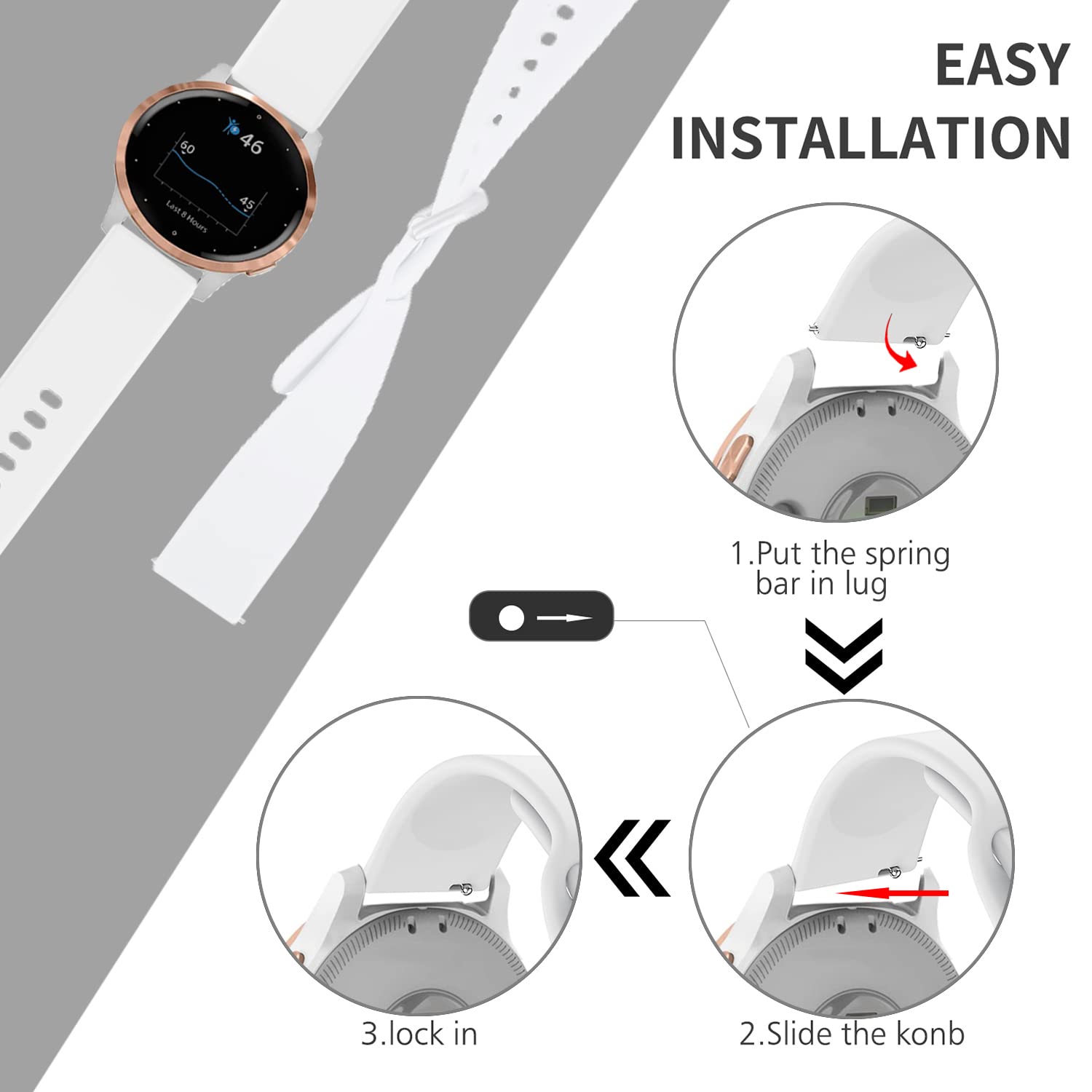 Cinturino Silicone Per Garmin Vivomove 4S,Vivoactive 3S,Venu 4 - Foto 10