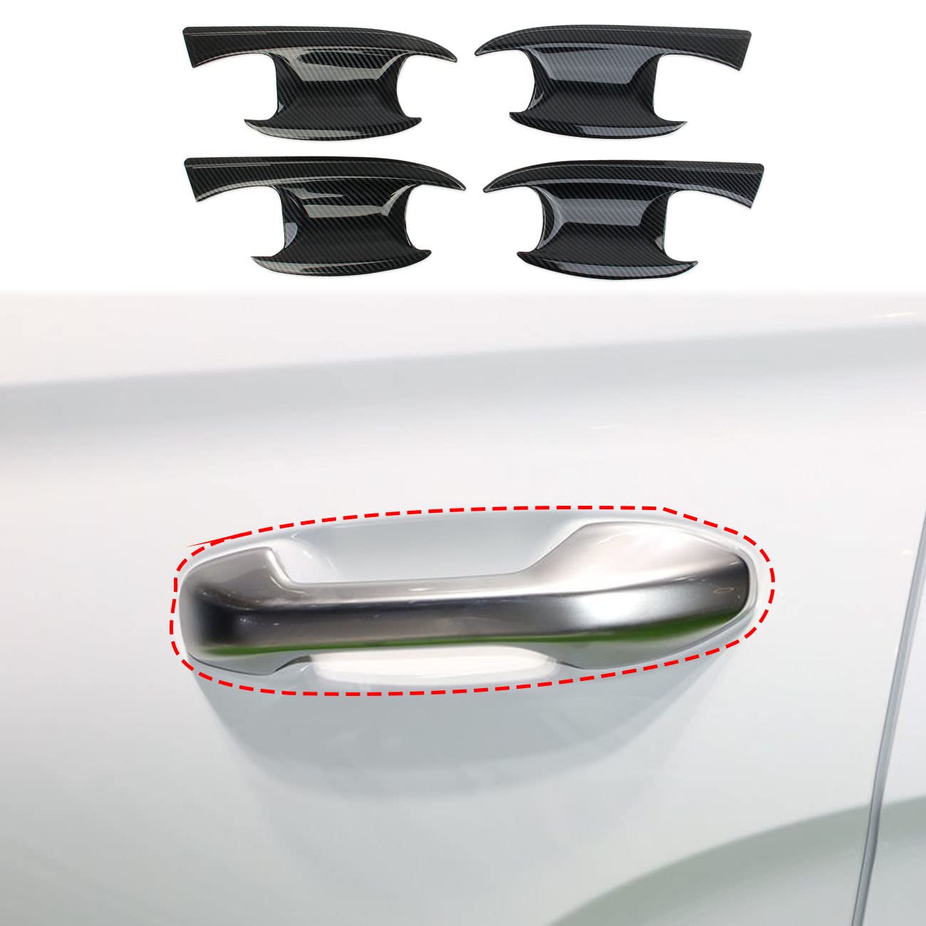 Korlot Carbon Fiber Exterior Door Handles Bowl Cover Trim for 2019-2023 Hyundai Palisade