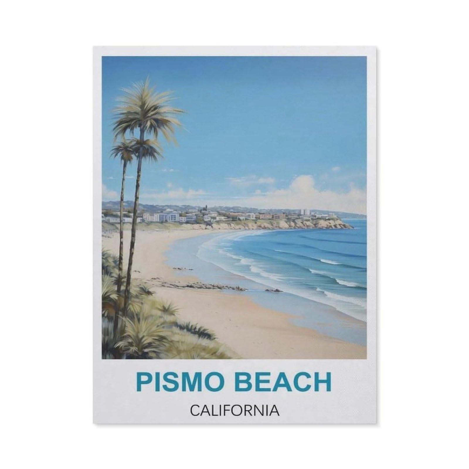 BEAYODKP Pismo Beach California Vintage Travel Poster，Diamond Art Kits for Adults and Kids, Full Drill Round Rhinestone Paint with Diamonds（40 x 50 cm/15.74 x 19.68 inches）-CB1