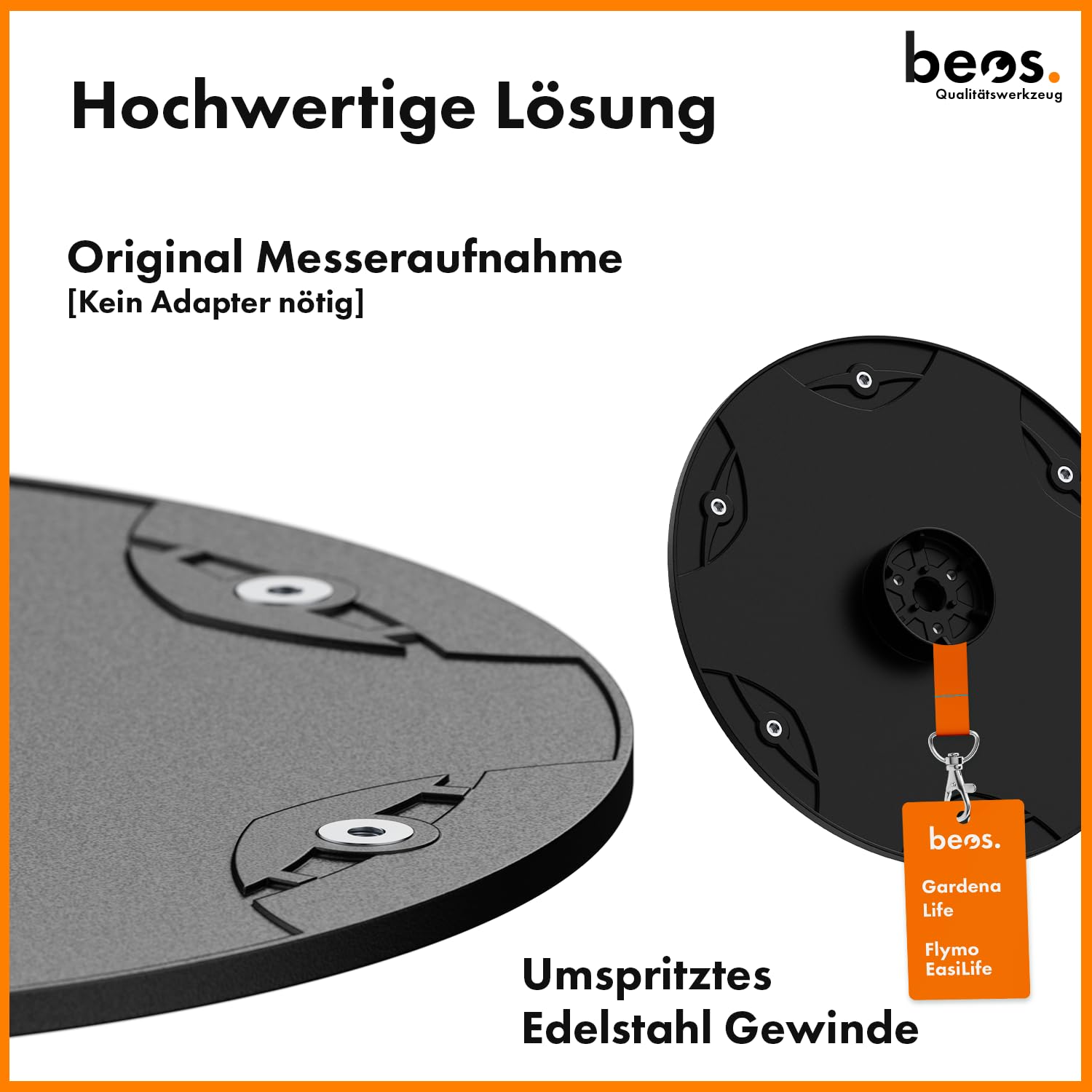 beos Mähroboter Tuning - Drehscheibe kompatible mit Gardena Sileno Life & Sileno + | Flymo EasiLife - Messerteller für 6X Klingen - glasfaserverstärkte Messerscheibe – Ø 210 mm