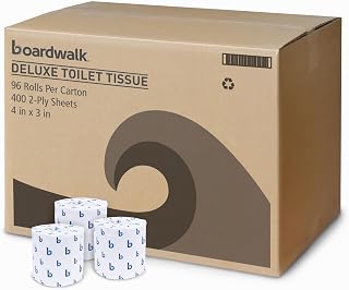 Boardwalk B6144 2-Ply Septic Safe Toilet Paper, 400 Sheets/Roll, 96 Rolls Bulk Carton - White