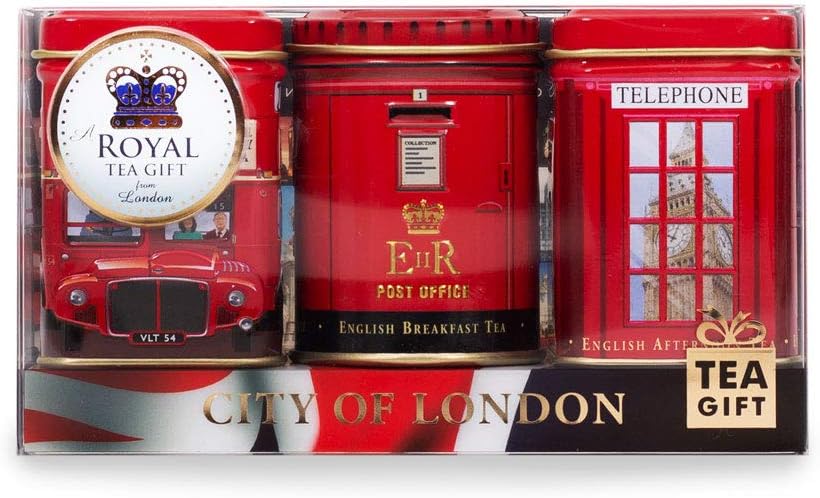 City of London English Tea Mini Caddy Gift Set, 3 x 25g Fresh English Tea Caddies