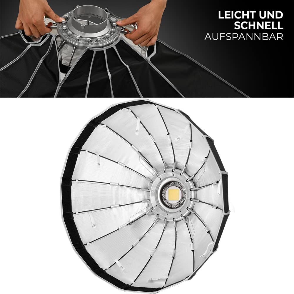 Rollei Click-Beauty-Dish z Grid. Softbox o średnicy 105 cm i charakterystyce świetlnej podobnej do Beauty-Dish, 28255, czarny