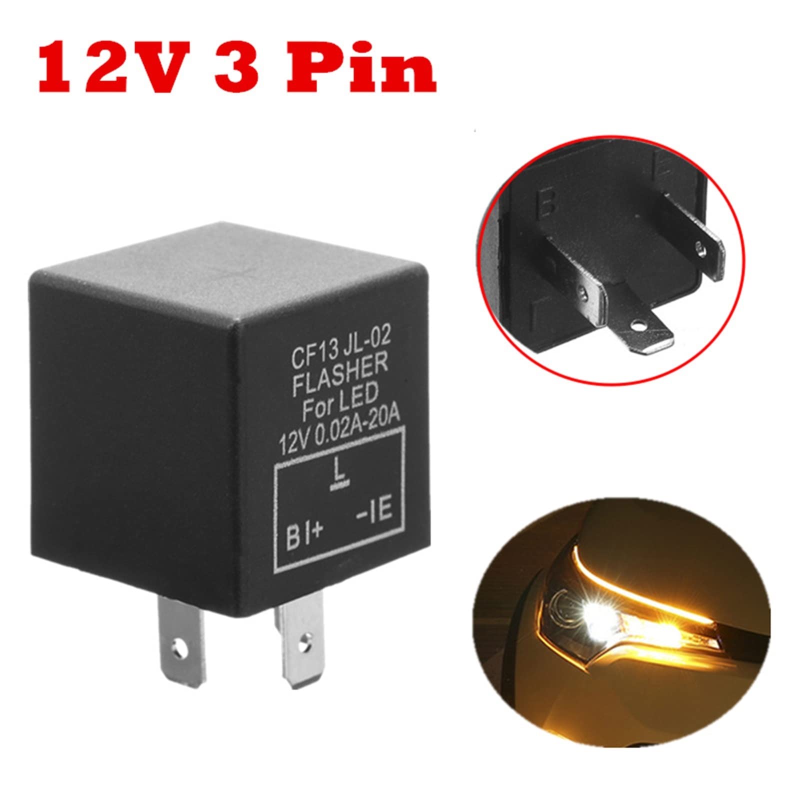Elektroniczny przekaźnik kierunkowskazu samochodowego 12V 3pin CF13 CF14 JL-02 do mocowania światła LED kierunkowskazu Hyper Flash Migające światło (Cf13)