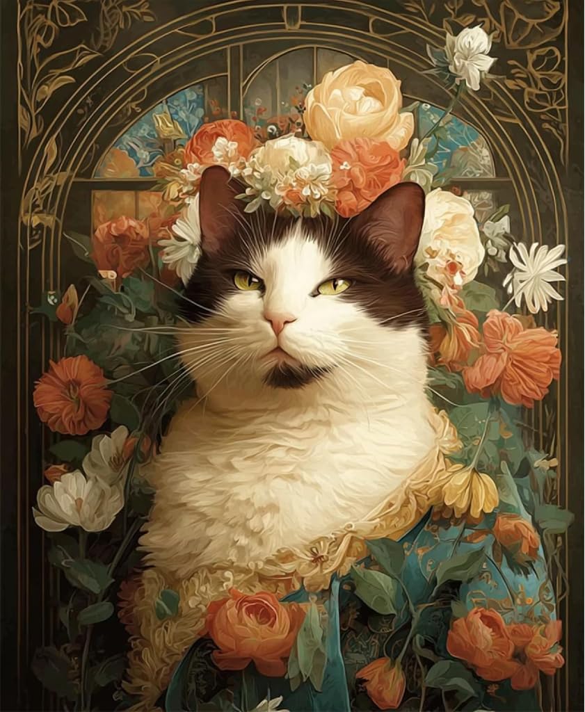 FanZheZhe Stamped Cross Stitch Kits for Adults Tapestry Kits for Adults Cross Stitch Kits Cross Stitch Kitscross Stitch Counted Cross Stitch Kits Stained Window, Cat 11Ct50X70Cm