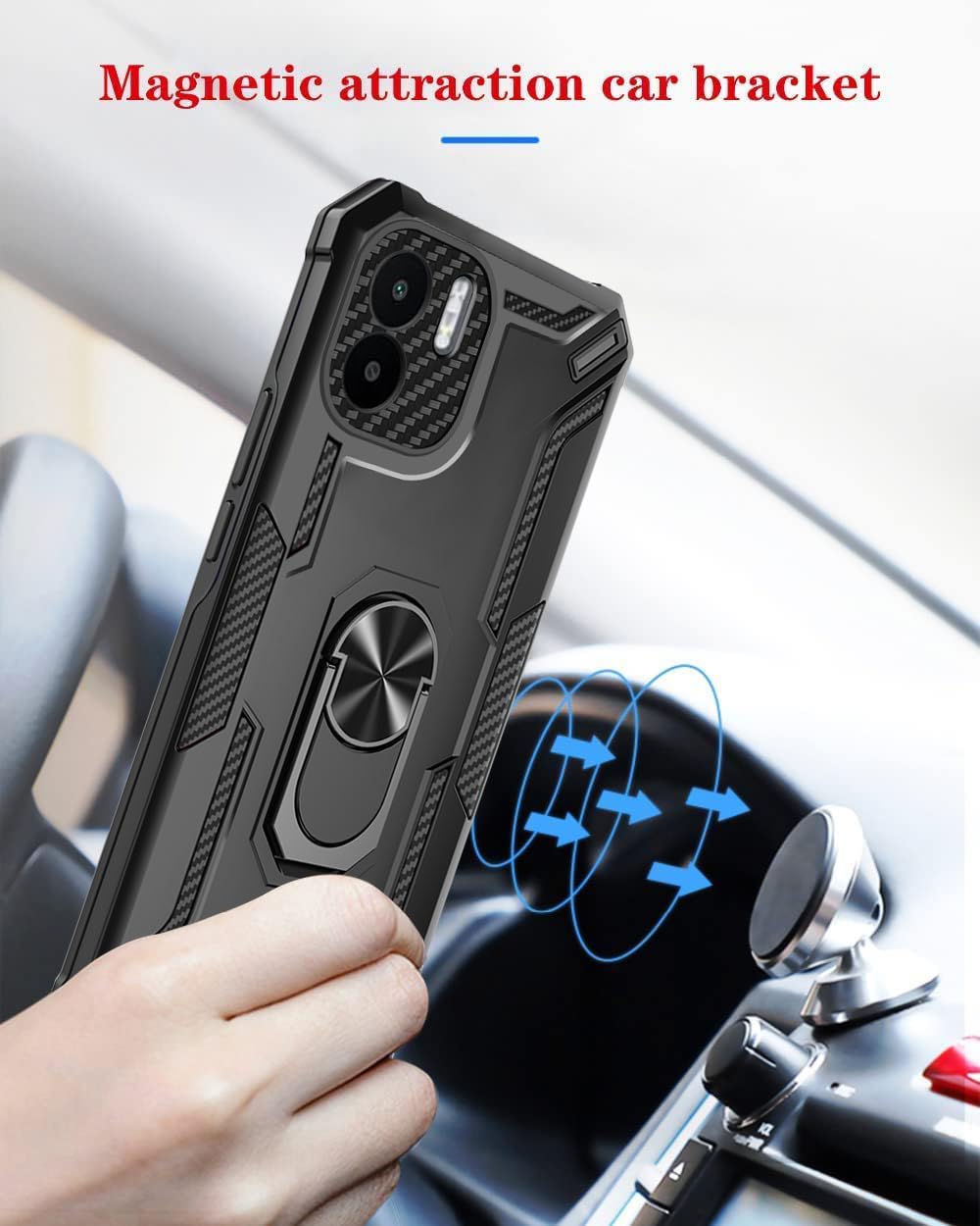 HTXWXJC Phone Case For Redmi Note 10 4G/Redmi Note 10S/Mi Poco M5s Ring Holder Built-in Magnetic Car Mount Shockproof Camera Protective Cases Cover For Xiaomi Redmi Note 10S Purple