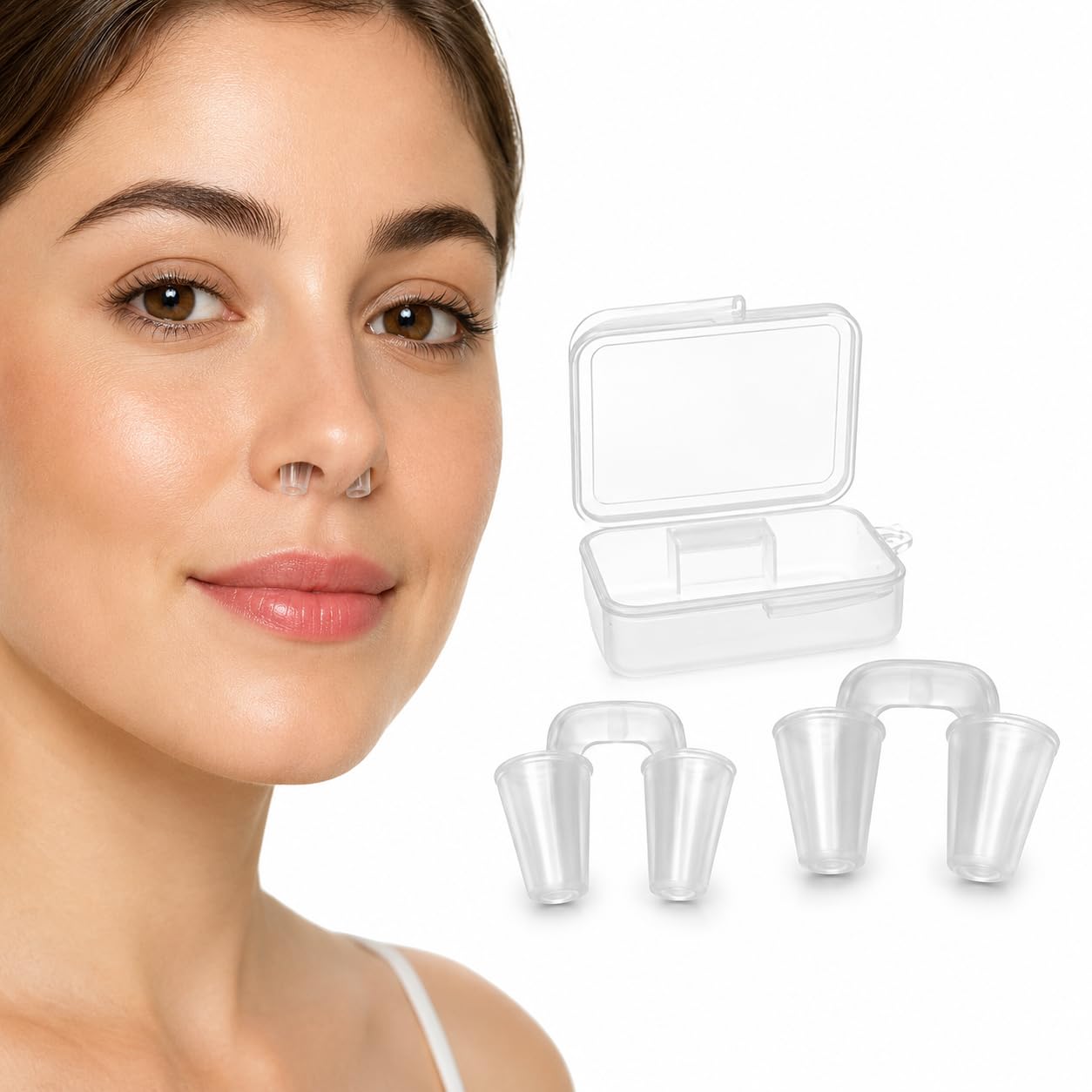 FOMIYES Lot de 2 fixateurs d'expansion nasale - Pour la récupération après une chirurgie nasale - Protection nasale pour nez cassé - Gel de silice transparent