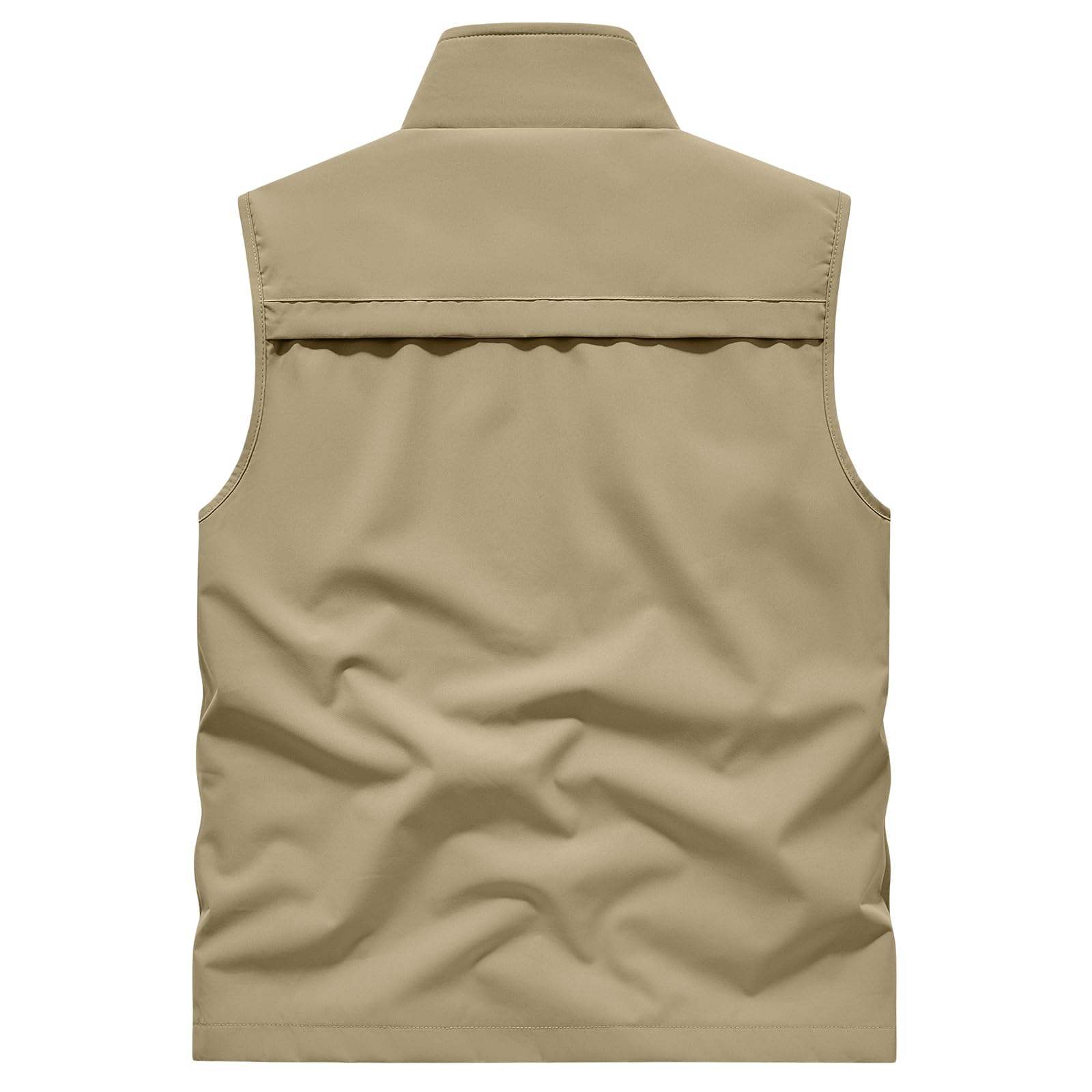 Chaleco de trabajo para hombre al aire libre transpirable, chaleco de pesca ligero, cuello alto sin mangas con cremallera