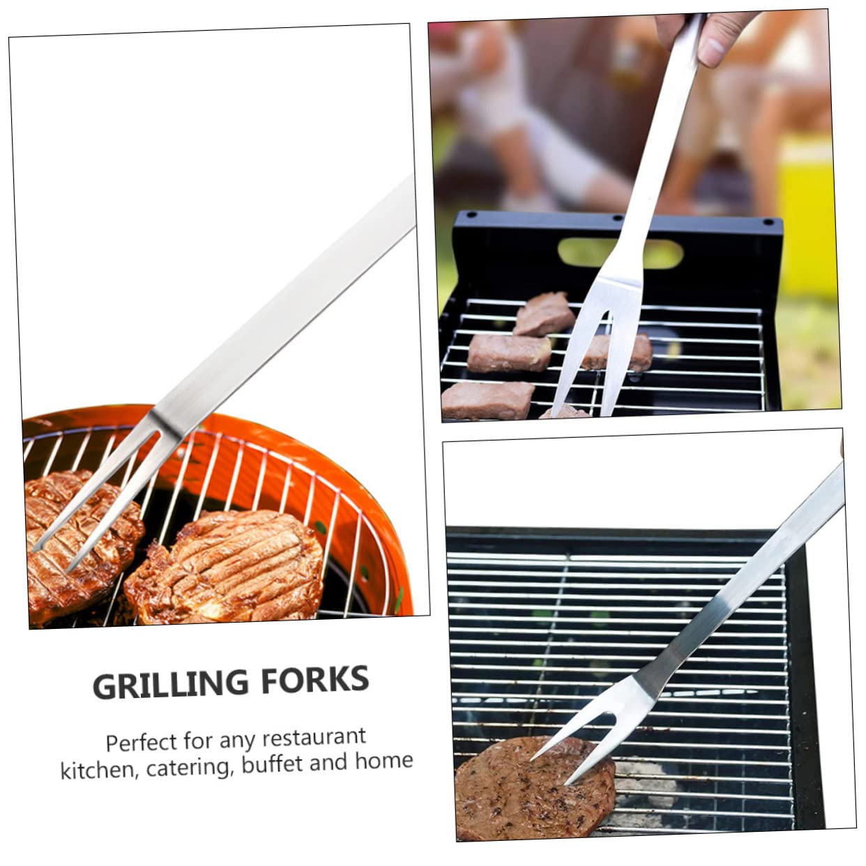 ibasenice 4pezzi Forchette Da Barbecue Inossidabile Strumenti Multifunzionali Per Grigliate Per Carne Marshmallow e Verdure Utensili Pratici Per Cucinare All