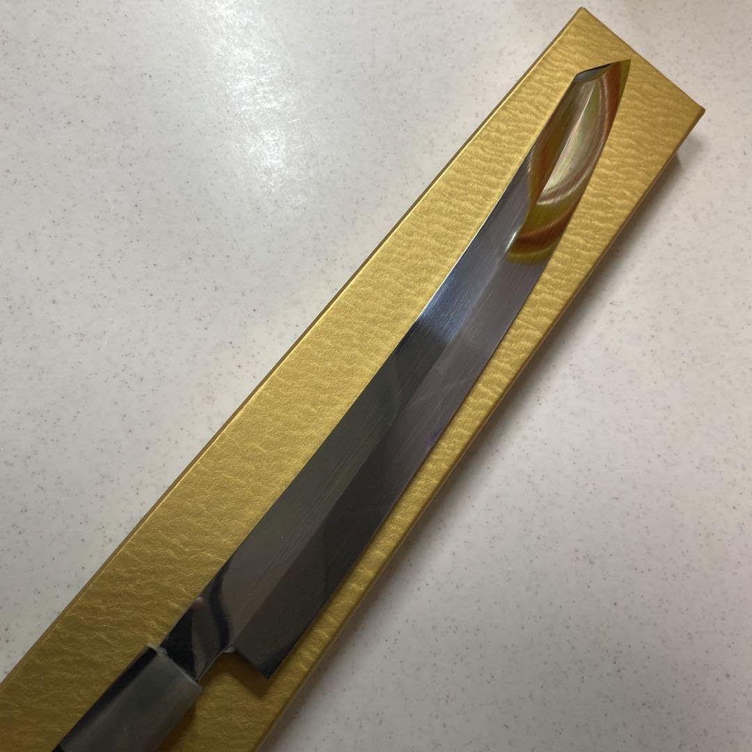 本焼包丁　城山刃物　切付柳刃超鋼スーパー本焼き包丁全鏡面　反り付き 本焼包丁城山刃物切付柳刃超鋼スーパー本焼き包丁全鏡面反り付き