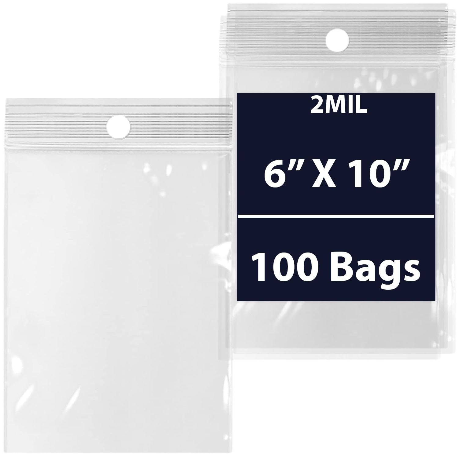 Amazon.com: Reclosable Hang Hole Zip Poly Bags, 2Mil 6