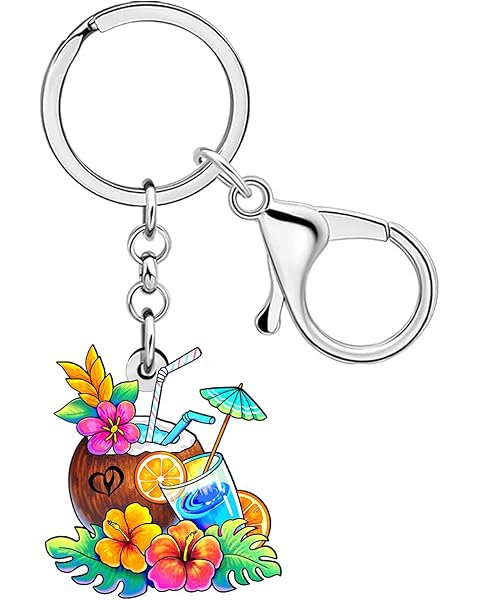 NEWEI Acrylic Cute Palm Tree Beach Keychain Beach Lovers Vacation Gifts for Women Girls Car Keys Wallet Backpack Accessories