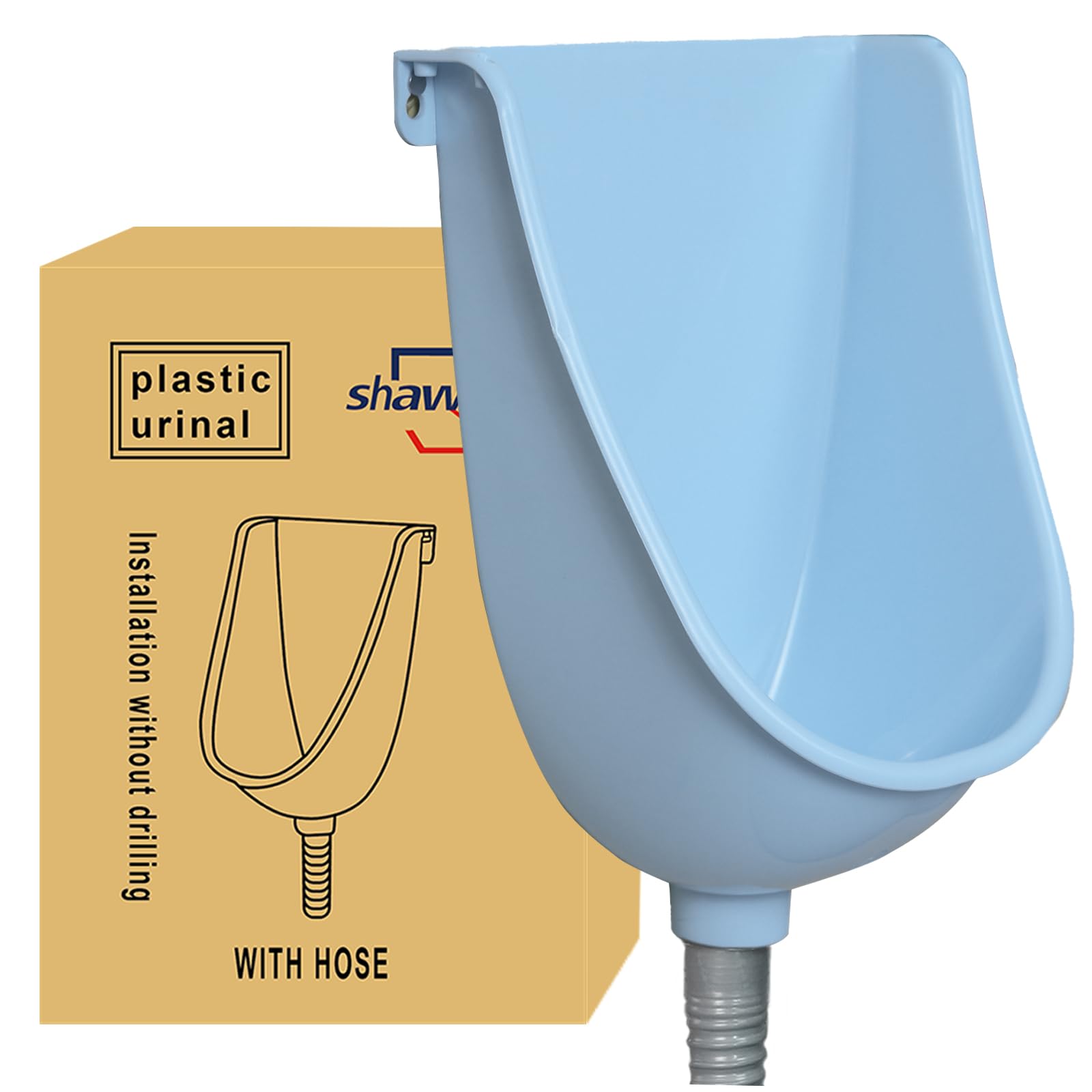Shawoo Men's Blue Waterless Urinal Garage Urinal For Plastic Urinals For Urine Diverter Outdoor Urinal Wall-Mounted Urinals For Bathroom, No-Drill Lnstallation Self-Adhesive Urinal (Blue)
