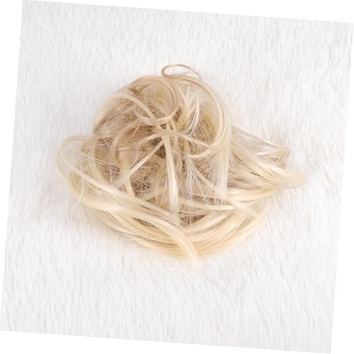 Miniatura 7 de FRCOLOR Peluca rizada elástica Donuthead con lazos para el cabello para mujeres, peluca de cola de caballo esponjosa para niñas para fiestas y bodas