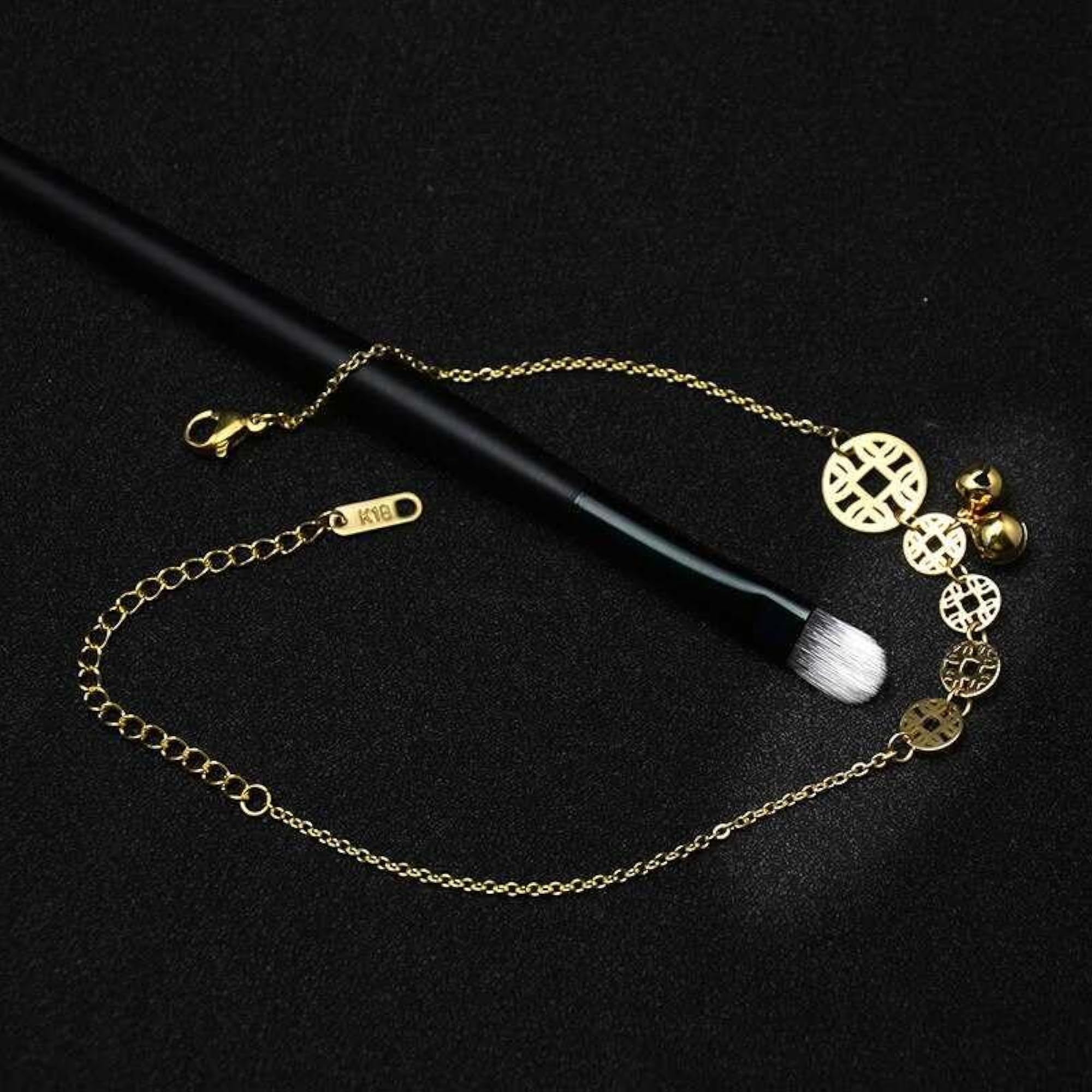 Stainless Steel Filigree Coins Bells Anklet