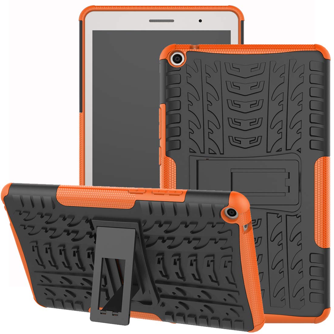 Huawei MediaPad T3 8-Inch Case, Jhxtech Armor Style Hybrid PC + TPU Protective Case with Stand for Huawei MediaPad T3 8" Tablet Cover Protection (orange)