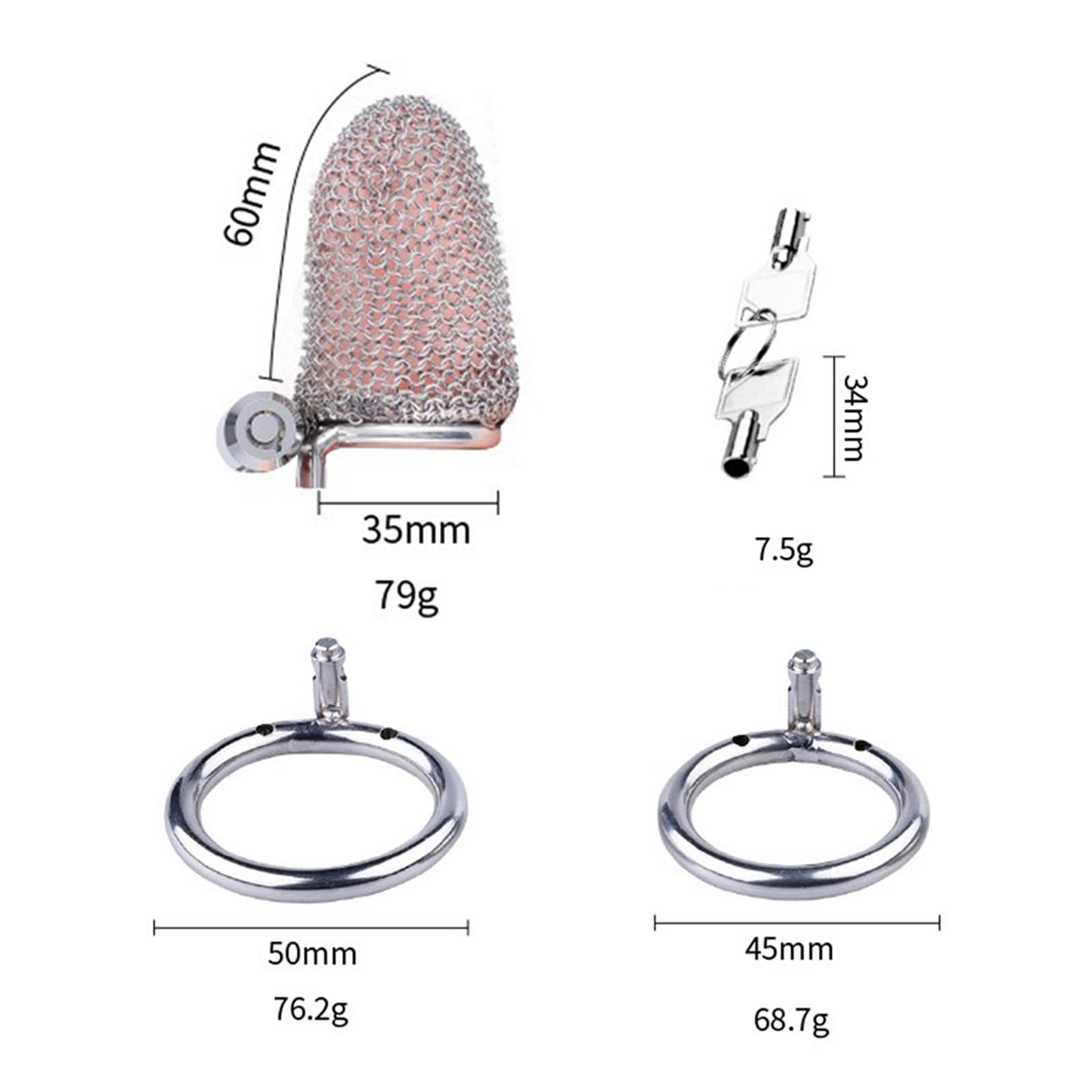Keuschheitskäfig-Set aus Edelstahl mit drei Ringen, atmungsaktives Mesh-Metall-Peniskäfig, Keuschheitsgürtel für Männer, SM-Paare, Bondage, Peniskäfig, extreme Keuschheit, Sexspielzeug