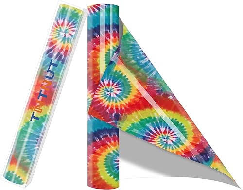Tintnut Rollo de vinilo de transferencia de calor Tie-dye Swirl HTV Rollo de 12 pulgadas x 5 pies, rollo de transferencia de color HTV degradado