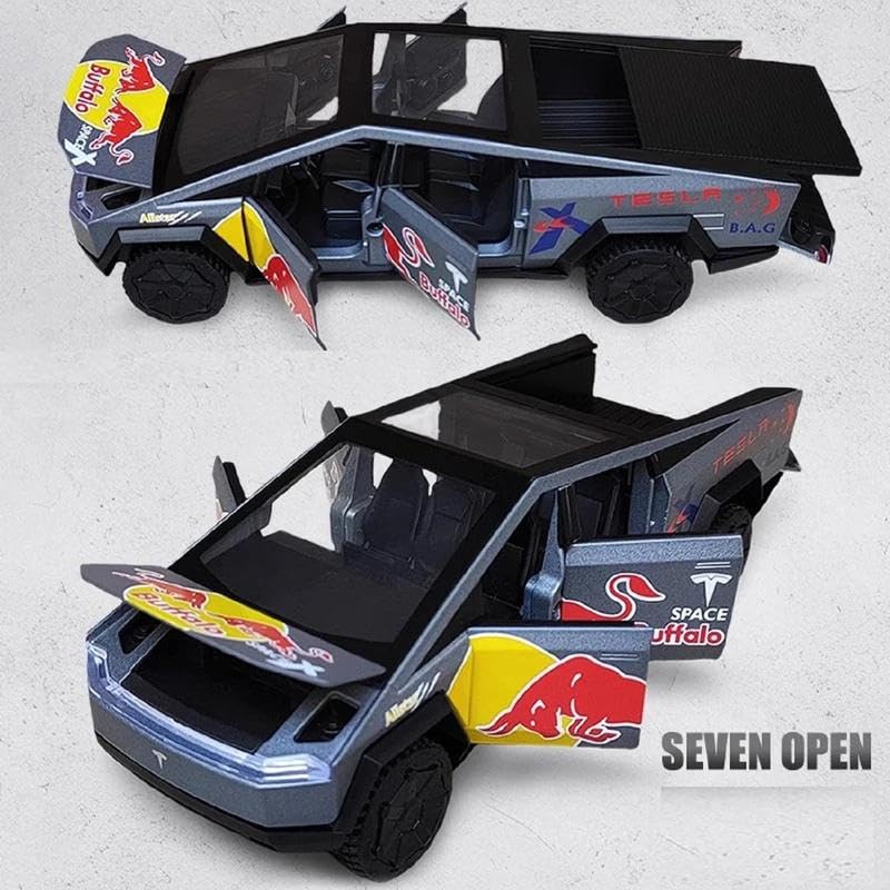 Image of 1:32 Tesla Cybertruck Red Ball Edition - Black Alloy Diecast Pullback Metal Car Toy