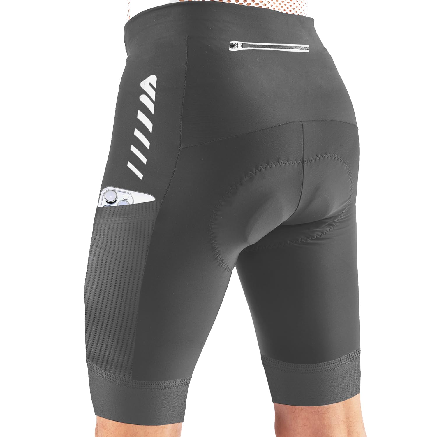 Lo.gas Radhose Herren Kurz Gepolstert 4D Fahrradhose Herren Kurz Gepolstert Schnelltrockende Elastische mit Reflektorstreifen