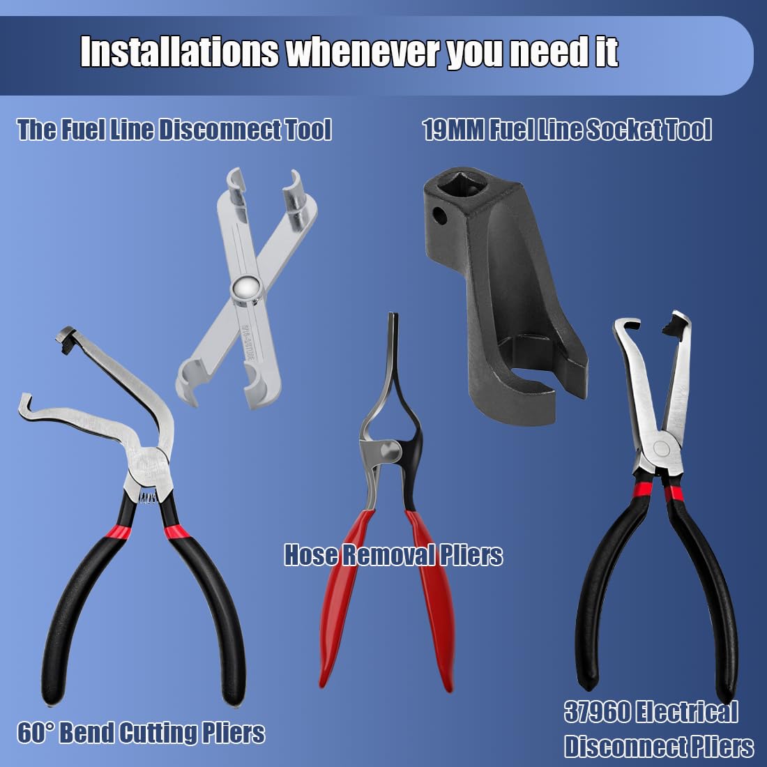 4PS Fuel Line Disconnect Tool Set,Electrical Disconnect Pliers,Fuel Line Removal Tool,Hose Removal Pliers,19MM High Pressure Fuel Line Socket Tool