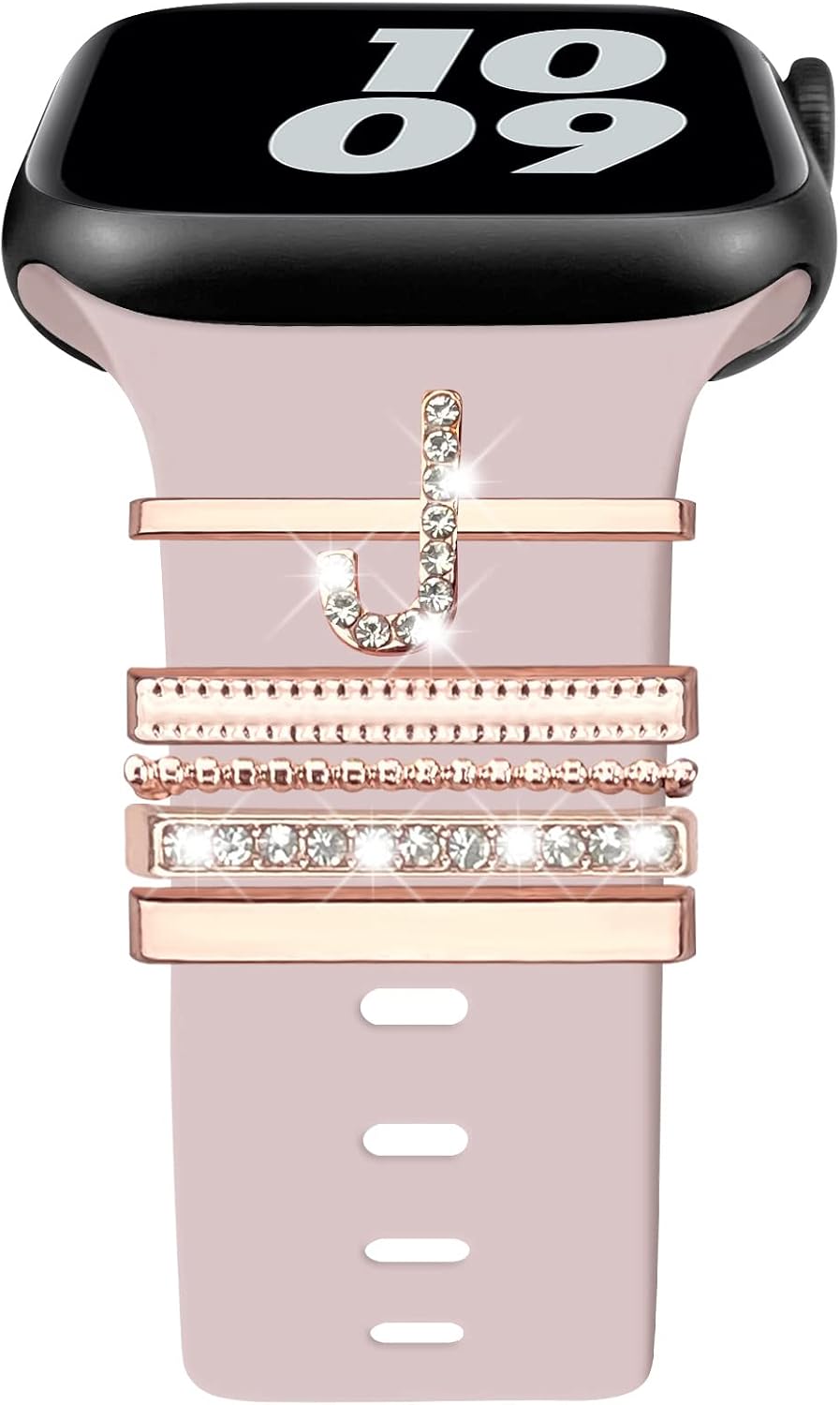 Decorative Rings Loops Compatible with Apple Watch Silicone Bands Charms 49mm 45mm 44mm 42mm 41mm 40mm 38mm iWatch Series 11 10 9 8 7 6 5 4 3 2 1 SE 2 Ultra 2 Charms Accessories (No Band)