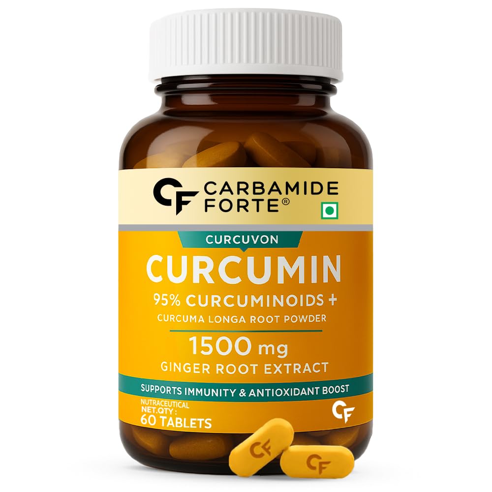 Curcumin Tablets with Piperine and 95% Curcuminoids | Anti inflammatory Supplement for Adults | With Curcuma Longa, Turmeric & Ginger Root extract | 60 Veg Tablets