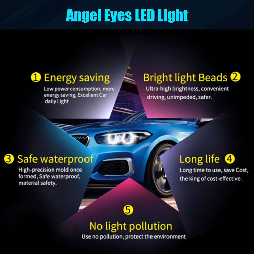 Yctze Światło LED anielskie oczy 2 szt. Samochód Świetlny 6000K 5W Angel Eyes Lampa reflektorowa Żarówki do E60 E61 E39 E53 dla Angel Eyes e60 do lampki nocnej LED e60