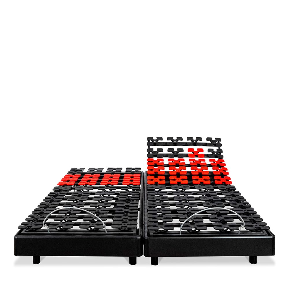 BELLECOUR Sommier Électrique 2 x 80x200 (160x200 cm) à Plots Superflex avec tête & Pieds relevables et télécommande Filaire - Fabriqué en France