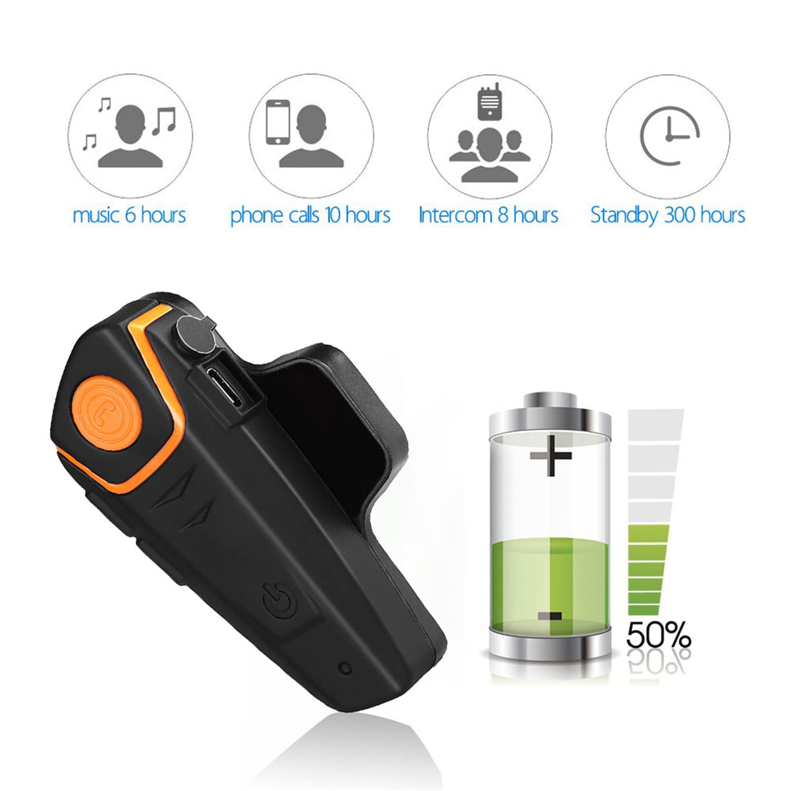 Interfono Bluetooth Per Moto Interfono Per Moto Fuoristrada Casco Bluetooth Auricolare 1000M Bluetooth Sistema Di Comunicazione Per Moto, Vivavoce, FM,1pcs