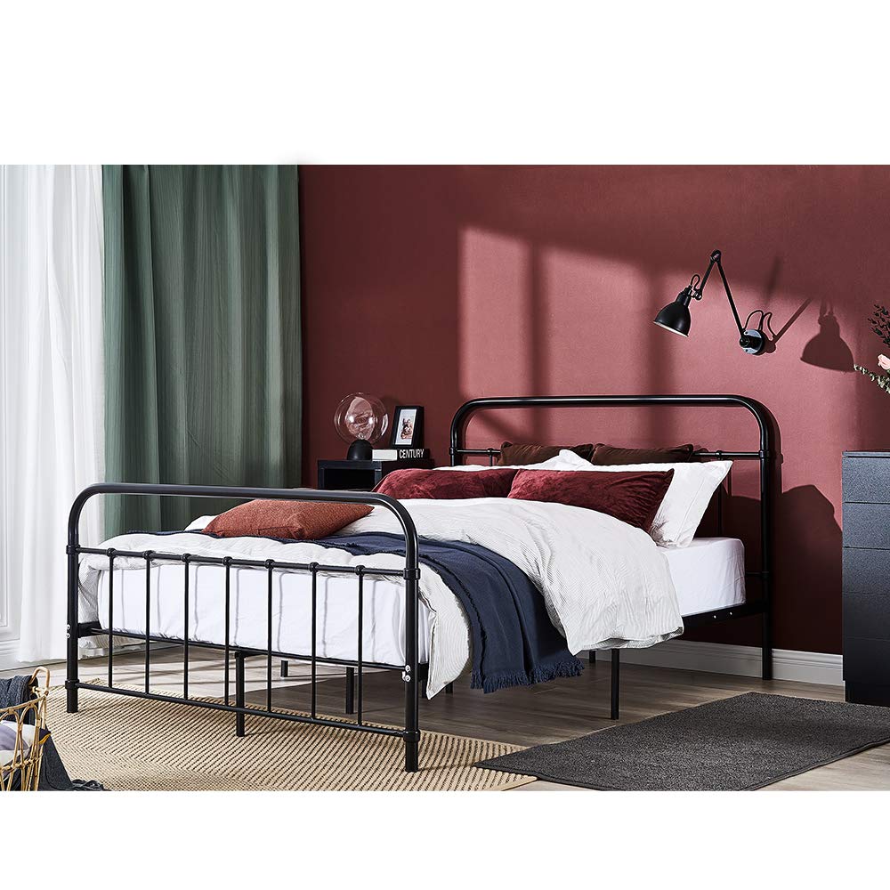 Panana Hospital Victorian Style Metal Bed Frame in White/Black Double/King Size With Mattress Option (Black, Double)