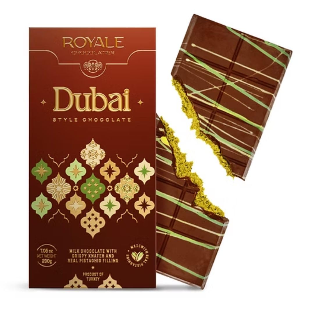 Dubai Chocolate Bar - Premium Milk Chocolate with Kadayif and Pistachio Cream, 7.4oz (4 Bars)